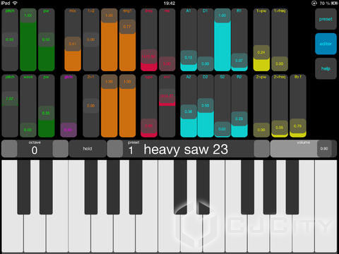 Монофонический виртуальный аналоговый синтезатор Phawuo для iPad